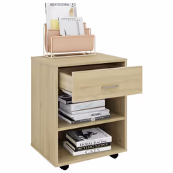 vidaXL Rolling Cabinet Sonoma Oak Engineered Wood Drawer Rolling Home Cabinet - Additional view 7