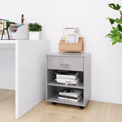 vidaXL Rolling Cabinet Concrete Grey Engineered Wood Drawer Rolling Cabinet
