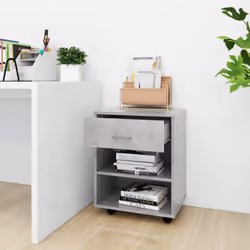 vidaXL Rolling Cabinet Concrete Grey Engineered Wood Drawer Rolling Cabinet