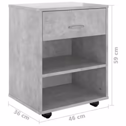 vidaXL Rolling Cabinet Concrete Grey Engineered Wood Drawer Rolling Cabinet - Additional view 8