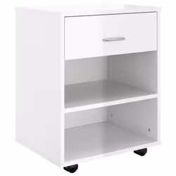 vidaXL Rolling Cabinet High Gloss White Engineered Wood Drawer Rolling Cabinet - Additional view 2