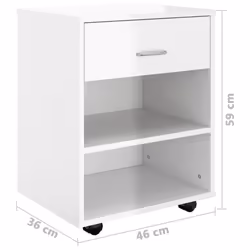 vidaXL Rolling Cabinet High Gloss White Engineered Wood Drawer Rolling Cabinet - Additional view 4