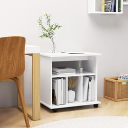 vidaXL Rolling Cabinet White Engineered Wood Drawer Rolling Office Cabinet