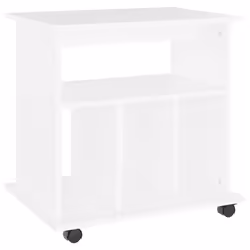 vidaXL Rolling Cabinet White Engineered Wood Drawer Rolling Office Cabinet
