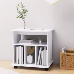 vidaXL Rolling Cabinet White Engineered Wood Drawer Rolling Office Cabinet