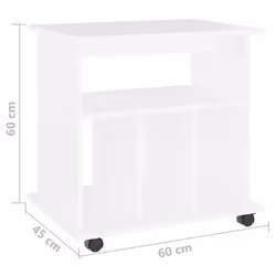 vidaXL Rolling Cabinet White Engineered Wood Drawer Rolling Office Cabinet - Additional view 4