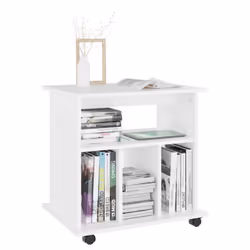 vidaXL Rolling Cabinet White Engineered Wood Drawer Rolling Office Cabinet - Additional view 6