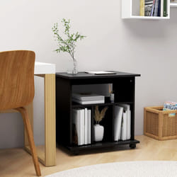 vidaXL Rolling Cabinet Black Engineered Wood Drawer Rolling Office Cabinet
