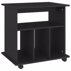 vidaXL Rolling Cabinet Black Engineered Wood Drawer Rolling Office Cabinet