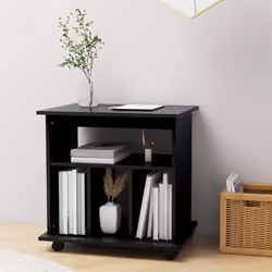 vidaXL Rolling Cabinet Black Engineered Wood Drawer Rolling Office Cabinet