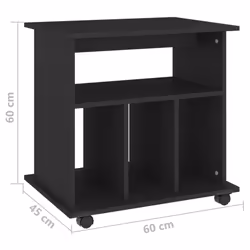 vidaXL Rolling Cabinet Black Engineered Wood Drawer Rolling Office Cabinet - Additional view 4