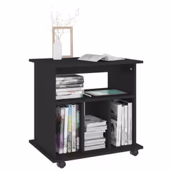 vidaXL Rolling Cabinet Black Engineered Wood Drawer Rolling Office Cabinet - Additional view 6