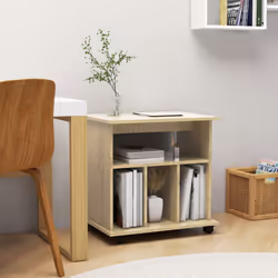 vidaXL Rolling Cabinet Sonoma Oak Engineered Wood Drawer Rolling Home Cabinet