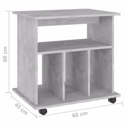 vidaXL Rolling Cabinet Concrete Grey Engineered Wood Drawer Rolling Cabinet - Additional view 7