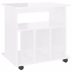 vidaXL Rolling Cabinet High Gloss White Engineered Wood Drawer Rolling Cabinet - Additional view 2