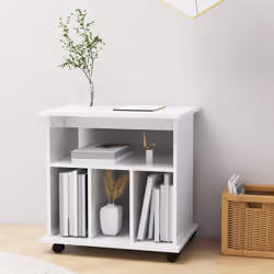vidaXL Rolling Cabinet High Gloss White Engineered Wood Drawer Rolling Cabinet - Additional view 3