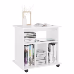 vidaXL Rolling Cabinet High Gloss White Engineered Wood Drawer Rolling Cabinet - Additional view 6