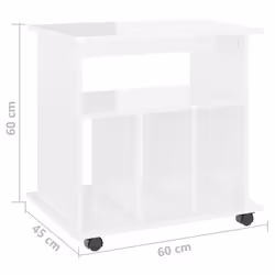 vidaXL Rolling Cabinet High Gloss White Engineered Wood Drawer Rolling Cabinet - Additional view 7