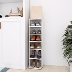 vidaXL Shoe Cabinet High Gloss White Engineered Wood Household Storage Shelf