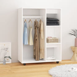vidaXL Wardrobe White Engineered Wood Storage Cabinet Hanger Clothes Organiser