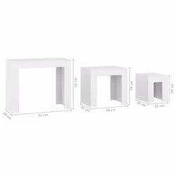 vidaXL 3x Nesting Coffee Tables White Engineered Wood Indoor Couch Sofa Table - Additional view 2