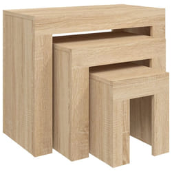 vidaXL Nesting Coffee Tables Hall End Table Side Table Engineered Wood 3 pcs - sonoma oak