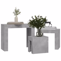 vidaXL 3x Nesting Coffee Tables Concrete Grey Engineered Wood Couch End Table - Additional view 8