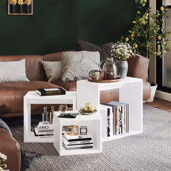 vidaXL Nesting Tables Living Room Side Table End Table 3 pcs Engineered Wood - white