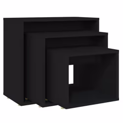 vidaXL Nesting Tables Living Room Side Table End Table 3 pcs Engineered Wood - black