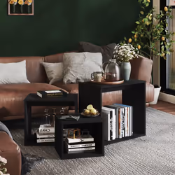vidaXL Nesting Tables Living Room Side Table End Table 3 pcs Engineered Wood - black