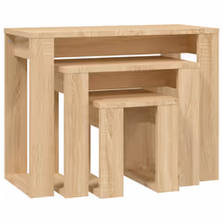 vidaXL 3x Nesting Tables Sonoma Oak Engineered Wood End Side Nest of Table - Additional view 3
