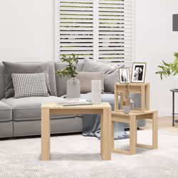 vidaXL 3x Nesting Tables Sonoma Oak Engineered Wood End Side Nest of Table - Additional view 4