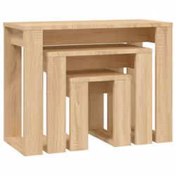 vidaXL 3x Nesting Tables Sonoma Oak Engineered Wood End Side Nest of Table - Additional view 5