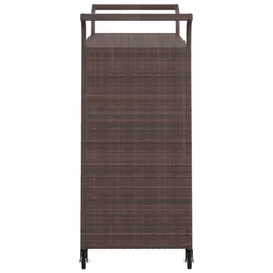 vidaXL Bar Cart with Drawer Brown Poly Rattan Serving Trolley Kitchen Cart - Additional view 4