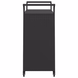 vidaXL Bar Cart with Drawer Black Poly Rattan Serving Trolley Kitchen Cart - Additional view 4