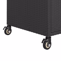 vidaXL Bar Cart with Drawer Black Poly Rattan Serving Trolley Kitchen Cart - Additional view 5