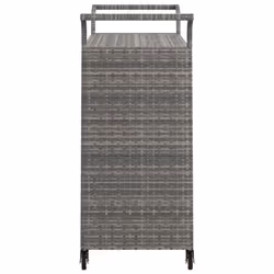 vidaXL Bar Cart with Drawer Grey Poly Rattan Serving Trolley Kitchen Cart - Additional view 4