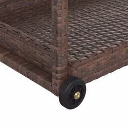vidaXL Bar Cart Brown Poly Rattan Patio Storage Serving Trolley Kitchen Cart - Additional view 4