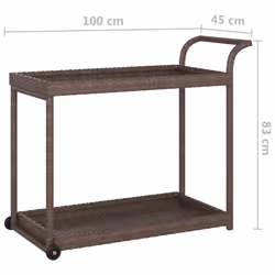 vidaXL Bar Cart Brown Poly Rattan Patio Storage Serving Trolley Kitchen Cart - Additional view 5