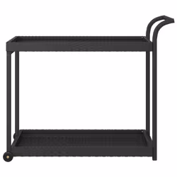 vidaXL Bar Cart Blac Poly Rattan Patio Storage Serving Trolley Kitchen Cart