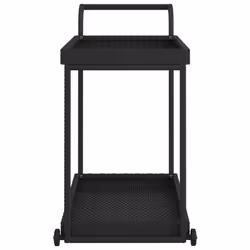 vidaXL Bar Cart Blac Poly Rattan Patio Storage Serving Trolley Kitchen Cart