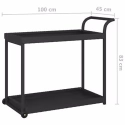 vidaXL Bar Cart Blac Poly Rattan Patio Storage Serving Trolley Kitchen Cart - Additional view 5