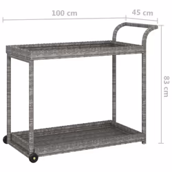 vidaXL Bar Cart Grey Poly Rattan Patio Storage Serving Trolley Kitchen Cart - Additional view 5