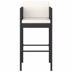 vidaXL 2x Bar Stools with Cushions Black Poly Rattan Outdoor Lounge Set Chair