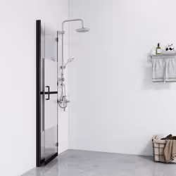 vidaXL Foldable Walk-in Shower Wall Half Frosted ESG Glass Shower Enclosure - Additional view 2