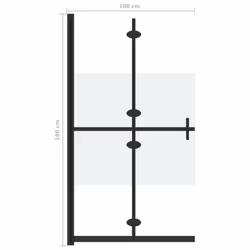 vidaXL Foldable Walk-in Shower Wall Half Frosted ESG Glass Shower Enclosure - Additional view 6