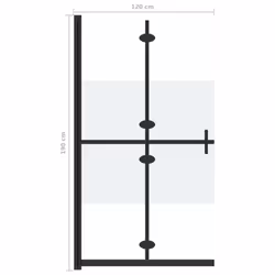 vidaXL Foldable Walk-in Shower Wall Half Frosted ESG Glass Shower Enclosure - Additional view 6
