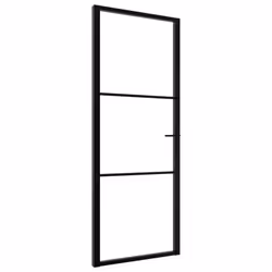 vidaXL Interior Door Barn Door Sliding Door ESG Glass and Aluminium Black - Additional view 5
