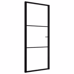 vidaXL Interior Door Barn Door Sliding Door ESG Glass and Aluminium Black - Additional view 5