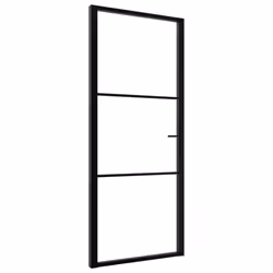 vidaXL Interior Door Barn Door Sliding Door ESG Glass and Aluminium Black - Additional view 5